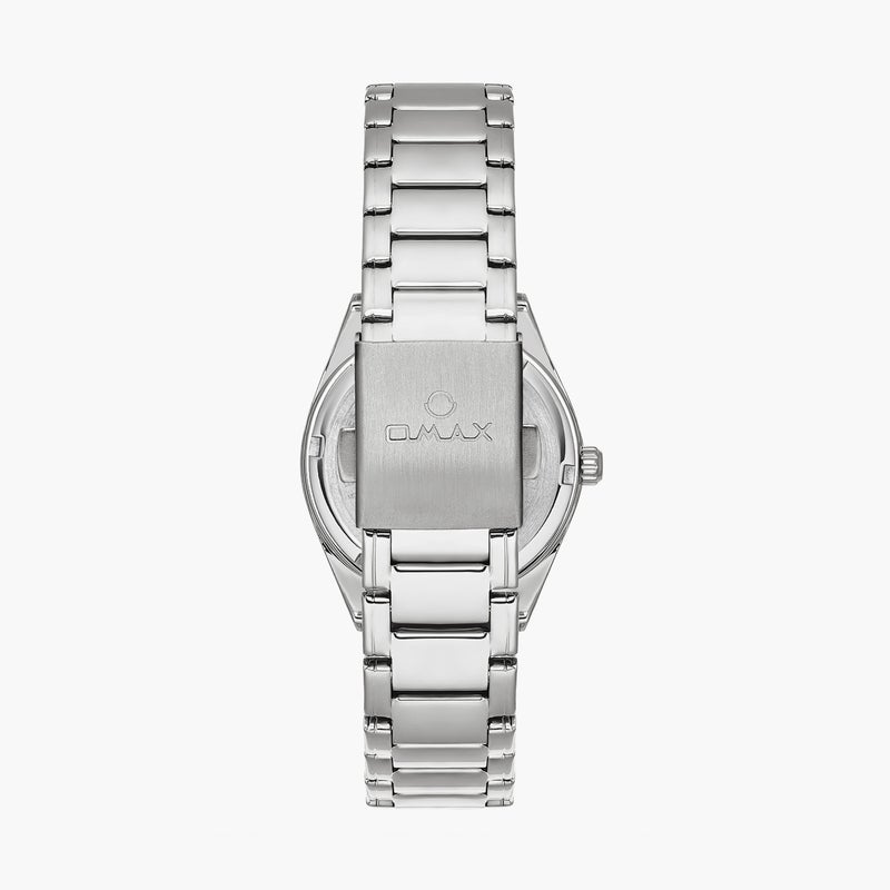 OMAX ساعة أنالوج فضية بقرص أزرق للنساء - Image 3